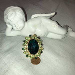 Gold-tone adjustable Emerald ring